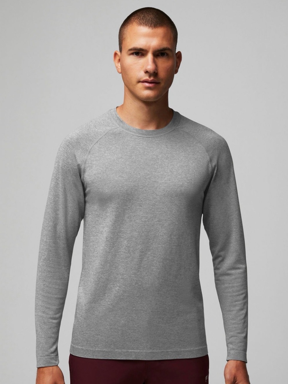 Fabletics Men's Heather Gray Long-Sleeve Crewneck NWT